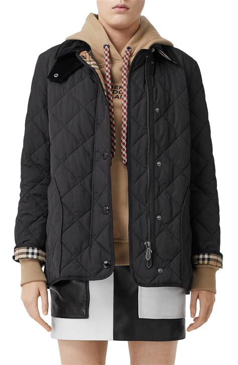 burberry black and white jacket|Burberry quilted puffer jacket.